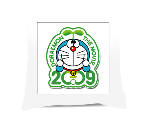 2009哆啦a梦绿色环保logo-方形个性抱枕