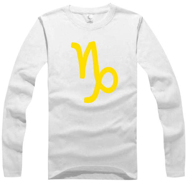 十二星座之摩羯座符号高档白色纯棉长袖T恤