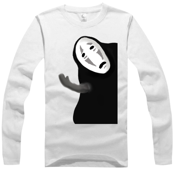 无脸男万圣节讨糖高档白色纯棉长袖T恤