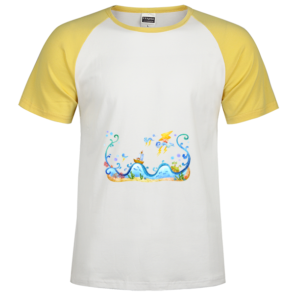 卡通闪电时尚插肩纯棉短袖T恤男款