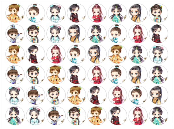 古剑奇谈Q版卡通人物-定制圆形封口贴（48个）-不干胶封口贴纸