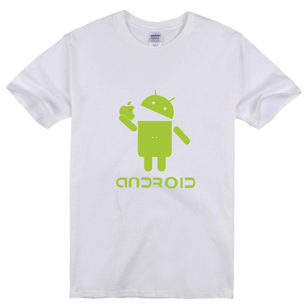 安卓吃苹果高档白色t恤