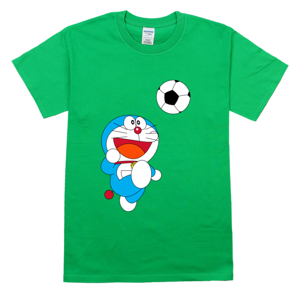 哆啦A梦踢足球舒适彩色T恤