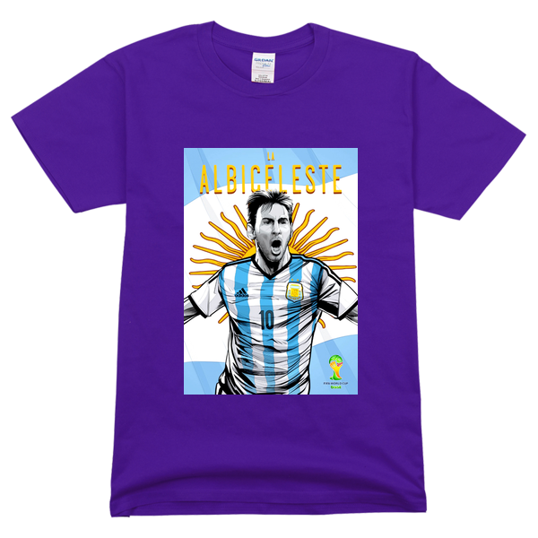 巴西世界杯阿根廷漫画高档彩色T恤-高档彩色纯