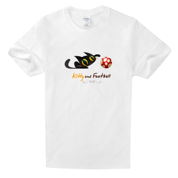 喜欢玩足球的猫舒适白色T恤-舒适白色T恤_男女