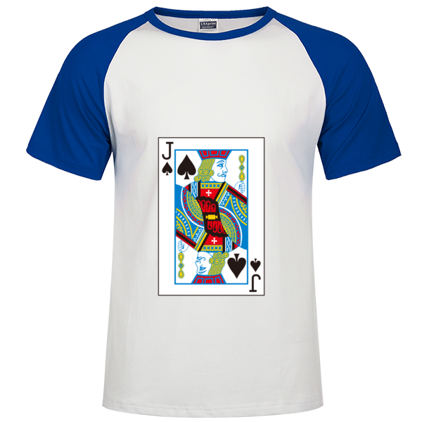 扑克牌黑桃j时尚插肩纯棉短袖t恤男款