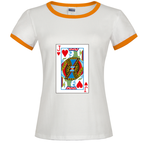 扑克牌红桃j时尚撞色纯棉t恤女款